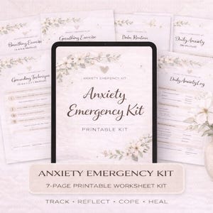 Utskrivbart nödkit för ångest | Hjälp med panikattacker | Förstärkningsblad | Självvårdsplanerare i PDF-format | Verktygslåda för mental hälsa