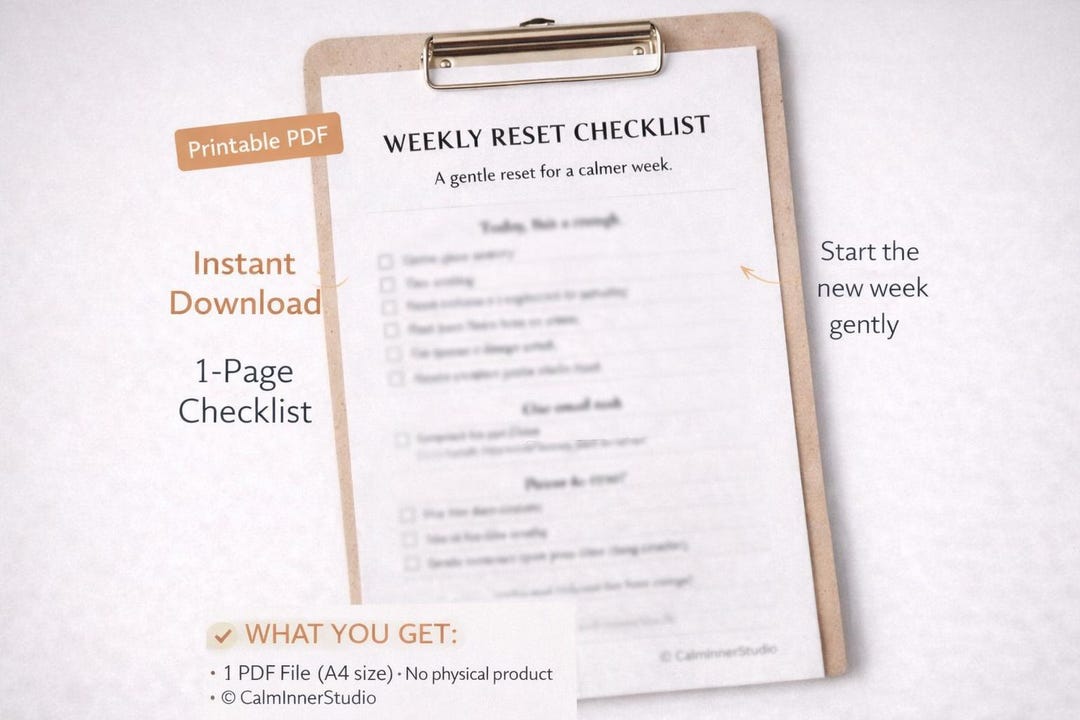 Def Reset Checklist.pdf Weekly Reset Checklist | Printable PDF | Gentle Weekly Reset | Instant ...