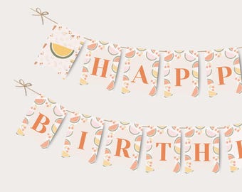 Alles Gute zum Geburtstag Banner Druckbare One in a Melon Geburtstagsdekoration Wassermelone Erster Geburtstag Hochstuhl Banner Digitaler Download, JD060