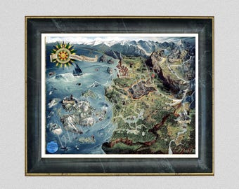 The Witcher 3 World Map, The Northern Realms Gwent Deck Map, Witcher 3 Wild Hunt Poster The Witcher Wall Art, Fantasy Décor, Geek Gamer Gift