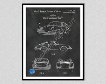 1964 Porsche 911 Patent Print, Porsche 911 Carrera Poster, Porsche 911 Sports Car Blueprint, 1964 Porsche 911 Carrera Art Print
