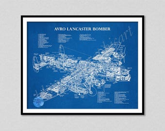 Lámina Giclée del avión bombardero británico Avro Lancaster - Avión bombardero nocturno - Arte mural de un avión bombardero británico de la Segunda Guerra Mundial