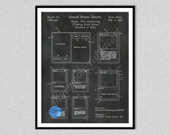 Magic The Gathering Patent Print - Magic The Gathering Art Poster - Magic Poster - Game Room Decor - Wizards Wall Art- MTG Trading Card Game