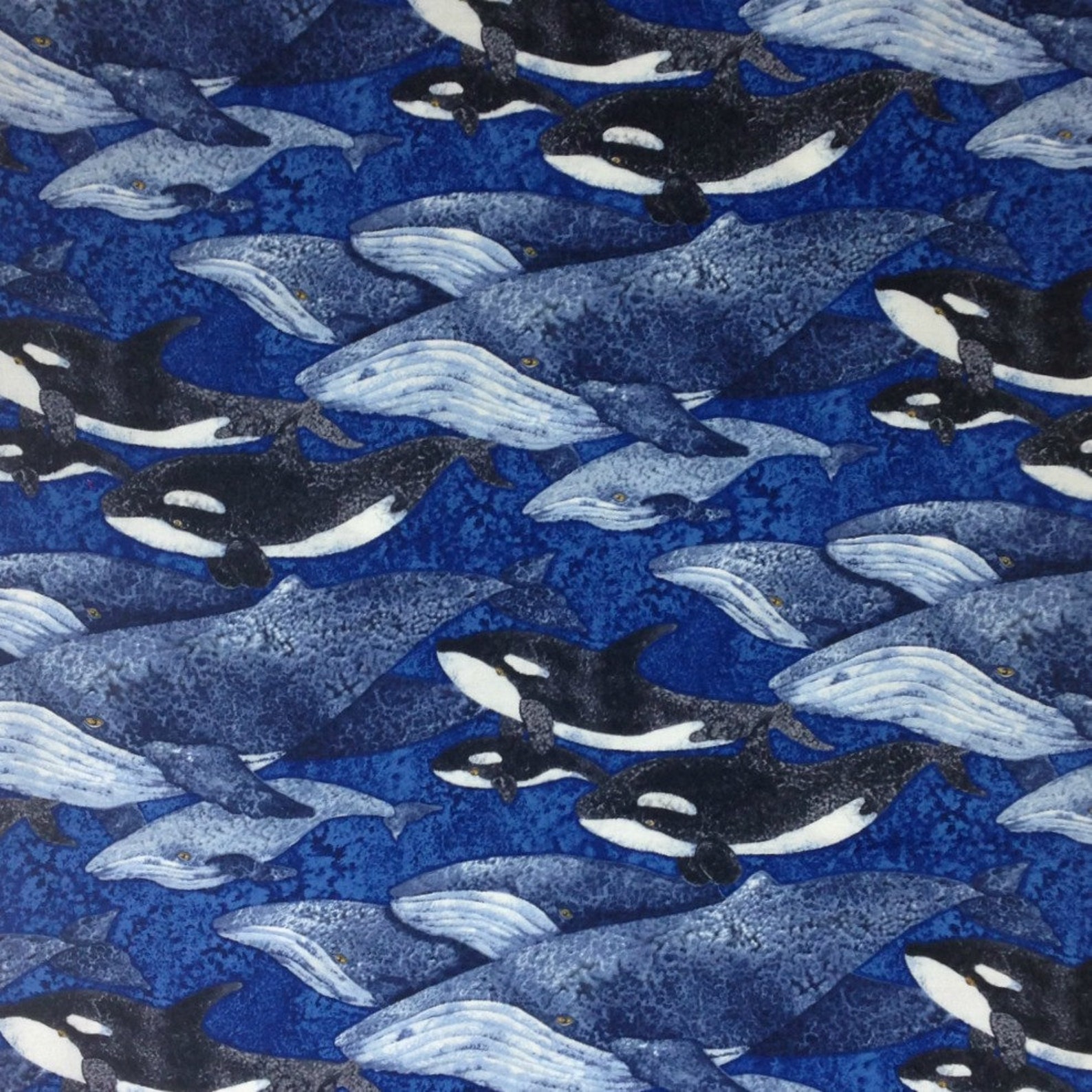 Killer Whale Fabric by the Yard Blue Whales 100 cotton Etsy
