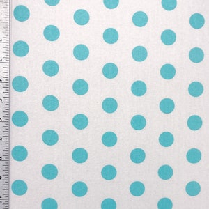 Cotton by the yard / Aqua Blue and white Polka Dot print / Sewing supplies / 100% Cotton Material / Polka Dots / PolkaDot / Apparel / baby