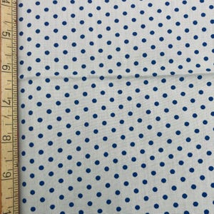 Vintage Blue Polka Dot Cotton Fabric - Quilting Sewing Supplies