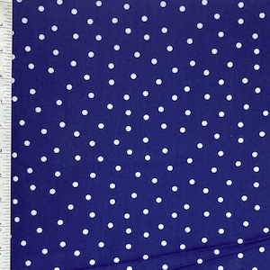 Blue and White Polka Dot Cotton Fabric: Sewing Material by the Yard