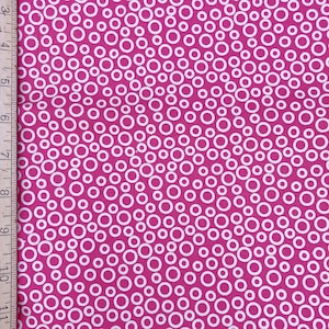 Pink Polka Dot Cotton Fabric: White Circles, Quilter&#39;s Showcase