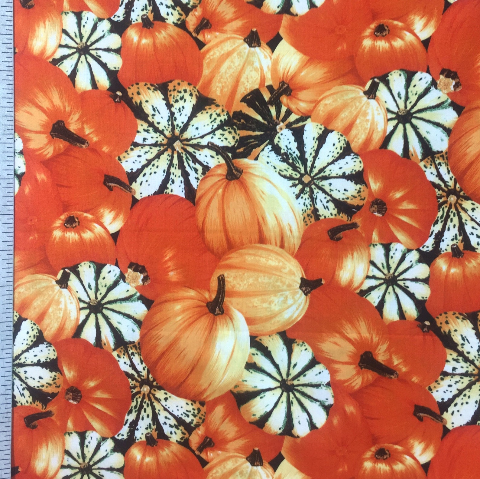 Cotton Fabric by the Yard / Orange Pumpkins / Thanksgiving / Etsy