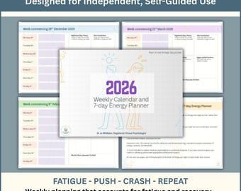2026 Weekly Energy Planner for Fatigue - 7-Day Energy-Aware Calendar (Editable PDF)