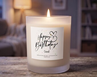 Vela de Aniversário Personalizada | Vela de Soja com Nome Personalizado | Presente de Aniversário para Ela, Melhor Amiga, Mãe, Irmã | Vela Aromática de 311g