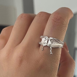 Organic Leaf & Branch Ring, Handmade Adjustable Silver Ring, Nature Inspired Minimalist Jewelry, Unique Statement Gift for Women