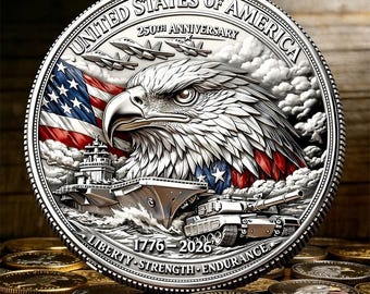 1 adicional gratis, 1 por identificación | Set de monedas conmemorativas del 250 aniversario de EE. UU. | Campana de la Libertad y Águila Calva | Monedas patrióticas 1776-2026 | Regalo para patriotas