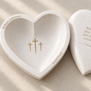 Personalized Prayer Bowl, Custom Engraved Heart Shaped Wooden Bowl, Name Scripture Prayer Bowl, Christian Keepsake Decor, Faith Bowl