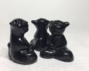 Black Cat Buddha Cat Sculpture Zen Kitty Statue Pussy Halloween Goth Black Animal Art Triple Goddess Altar Witch Familiar Wicca Meow Gift