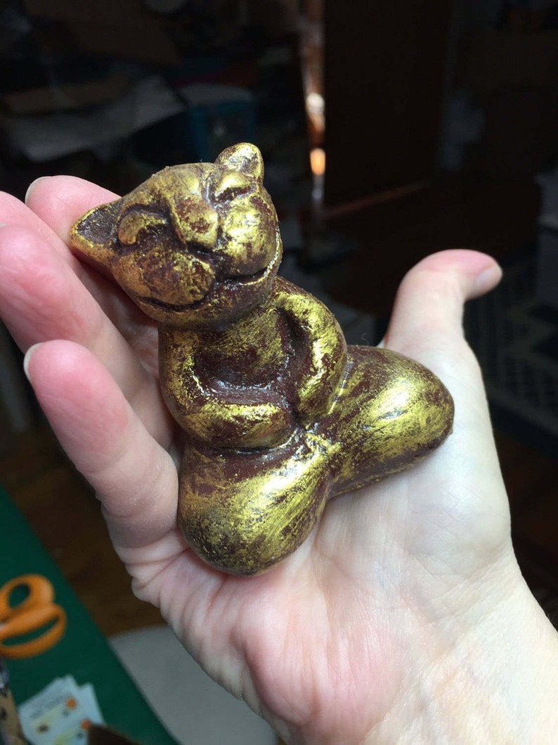 Buddha Cat Sculpture Brown Cat Zen Kitty Yoga Meditation Totem Etsy