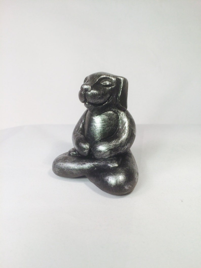 Buddha Dog Sculpture Buddha Sculpture Zen Puppy Statue Yoga Meditation Golden Retriever Black Lab Dog Rescue Silver Pet Gift Custom image 2