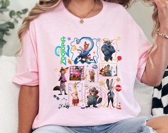 Zootopia 2 Characters Shirt, Walt Disney World, Judy Hopps Nick Wilde Gary De'Snake, Disneyland Zootopia Tee, 484666