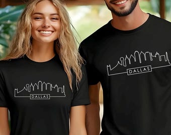 Dallas Skyline Shirt, Forest Green, Minimal City Outline Tee, Texas City, Unisex Graphic, Dallas Texas Gift, 484594