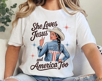 She Loves Jesus And America Too Shirt, 4th Of July, Religious Fourth Of July Shirt, USA Independence, 484894