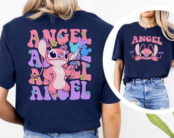 Cute Angel Shirt, Floral Disney Stich Angel, Disneyland Trip, Disney Angel Est 2004 Shirt, Girly Disney, 483915