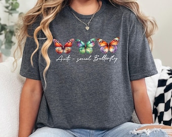 Camiseta Mariposa Antisocial, Mariposa Introvertida, Mariposa, Regalo para Introvertidos, Regalo para Amantes de las Mariposas, 483087