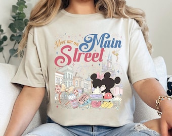 Disney Meet Me On Main Street Shirt, Retro Disney Meet Me On Main Street Graphic Tee, Magical Vacation Tee, Family Theme Trip Top, 486040