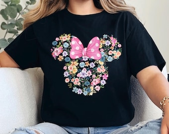 Disney Flower Mickey Minnie Shirt, Disney Garden Festival, Mickey Minnie Head, Floral Disney, Floral Disneyland Tee, 482835