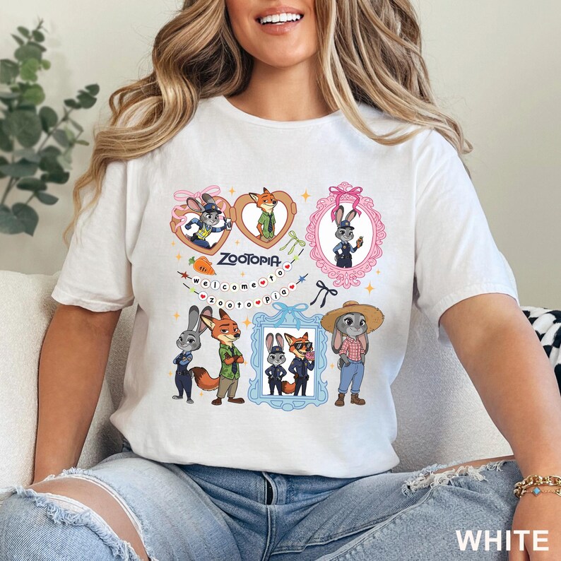 Camiseta Coquette Mirror de Zootopia, Judy Hopps y Nick Wilde, Bienvenidos a Zootopia Disney, Camiseta con medallón de Zootopia, 484536 imagen 2