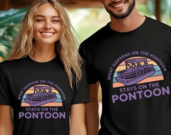 What Happens on the Pontoon Stays on the Pontoon T-Shirt, Summer Fun Boat Graphic Tee, Unisex for Water Lovers and Boating, 486304
