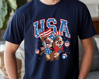 Chip and Dale 4th of July Shirt, Disney Independence Day, Disneyworld American Flag, Disney USA, 483194