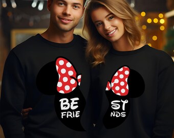 Sudadera de Minnie Best Friends, cabeza de Minnie Disney, sudadera con capucha a juego de Disney Besties, cuello redondo a juego de Disney Girl Trip, 483700