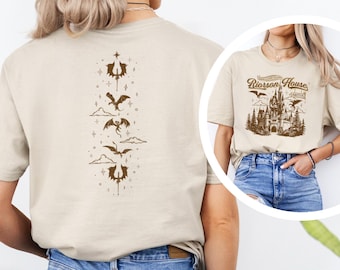 Fantasy Dragon T-Shirt, Riorson House, Double Sided Dragon Tee, Bookish Aesthetic Shirt, 484548