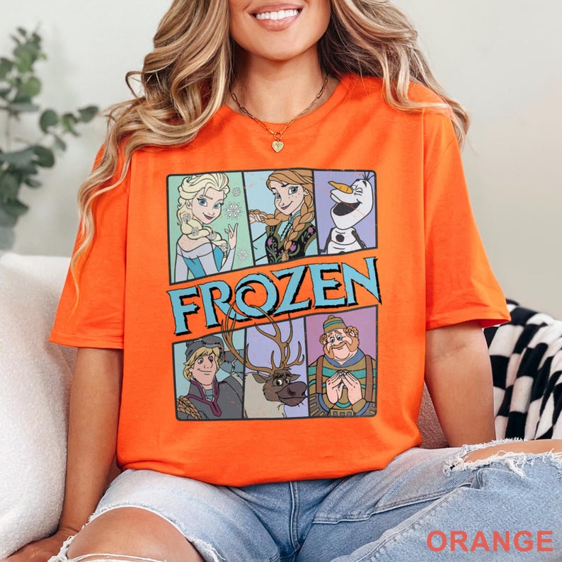 Frozen Shirt, Elsa Shirt, Disney Frozen Characters Tee, Frozen Olaf Shirt, Retro Frozen Shirt, Disney Princess Gift, Disney Gift, 482700 image 15