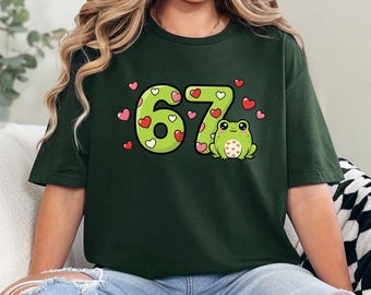 67 Frog Birthday Shirt, Cute Frog T Shirt for Women, Funny 67th Birthday Tee, Heart Frog Graphic, Birthday, 484572