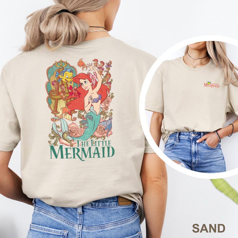 The Little Mermaid T-Shirt, Disney Ariel Graphic Tee, Unisex, Vintage 90s disney style, Retro Cartoon Top, 483095 image 5