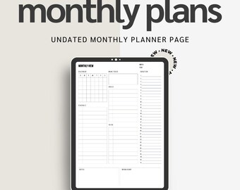 Minimal Undated Monthly Planner | Goal Setting (A4, US Letter) (Digital Download)