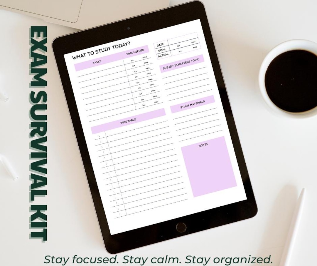 Exam Survival Kit | Student Study Planner (digital & Printable) - Etsy