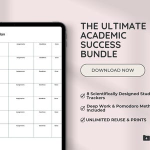 Akademischer Erfolg Bundle | ADHS Lernplaner, Pomodoro, Deep Work (Digitaler Download)