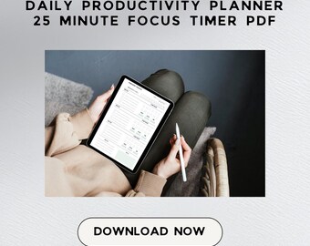 Pomodoro Tracker | Daily Productivity Planner | 25 Minute Focus Timer PDF | Minimal Work Planner