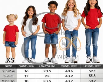 Gildan 5000B Youth Size Chart Kids T Shirt Sizing Guide POD Seller Resource Etsy Seller Tool