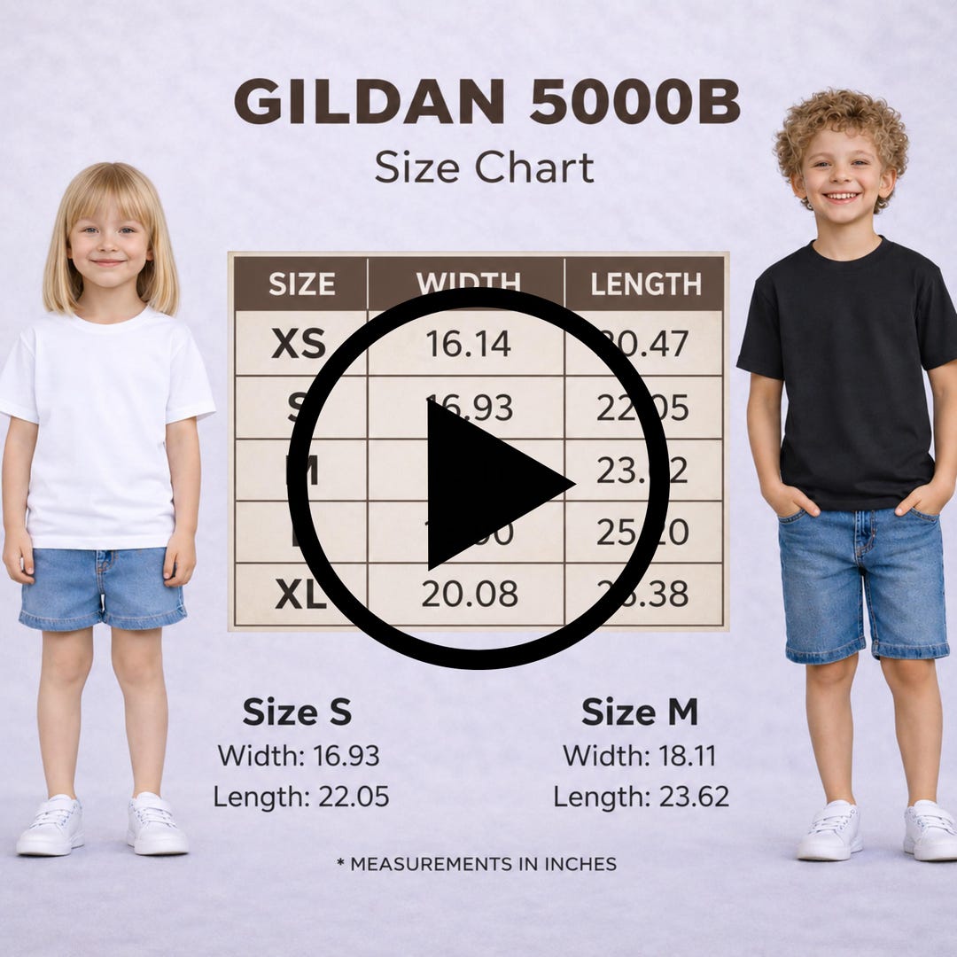 Gildan 5000B Youth T Shirt Sizing Video MP4 Kids Apparel Size Guide POD ...