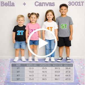 Toddler Tee Size Chart Video | Bella + Canvas 3001T | Etsy Listing MP4