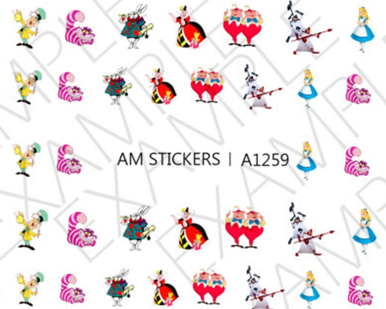 Alice in Wonderland Nail Art Stickers Transfers Decals Set of Etsy