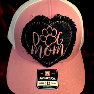 Dog Mom Trucker Style Hat with rag Jean patch