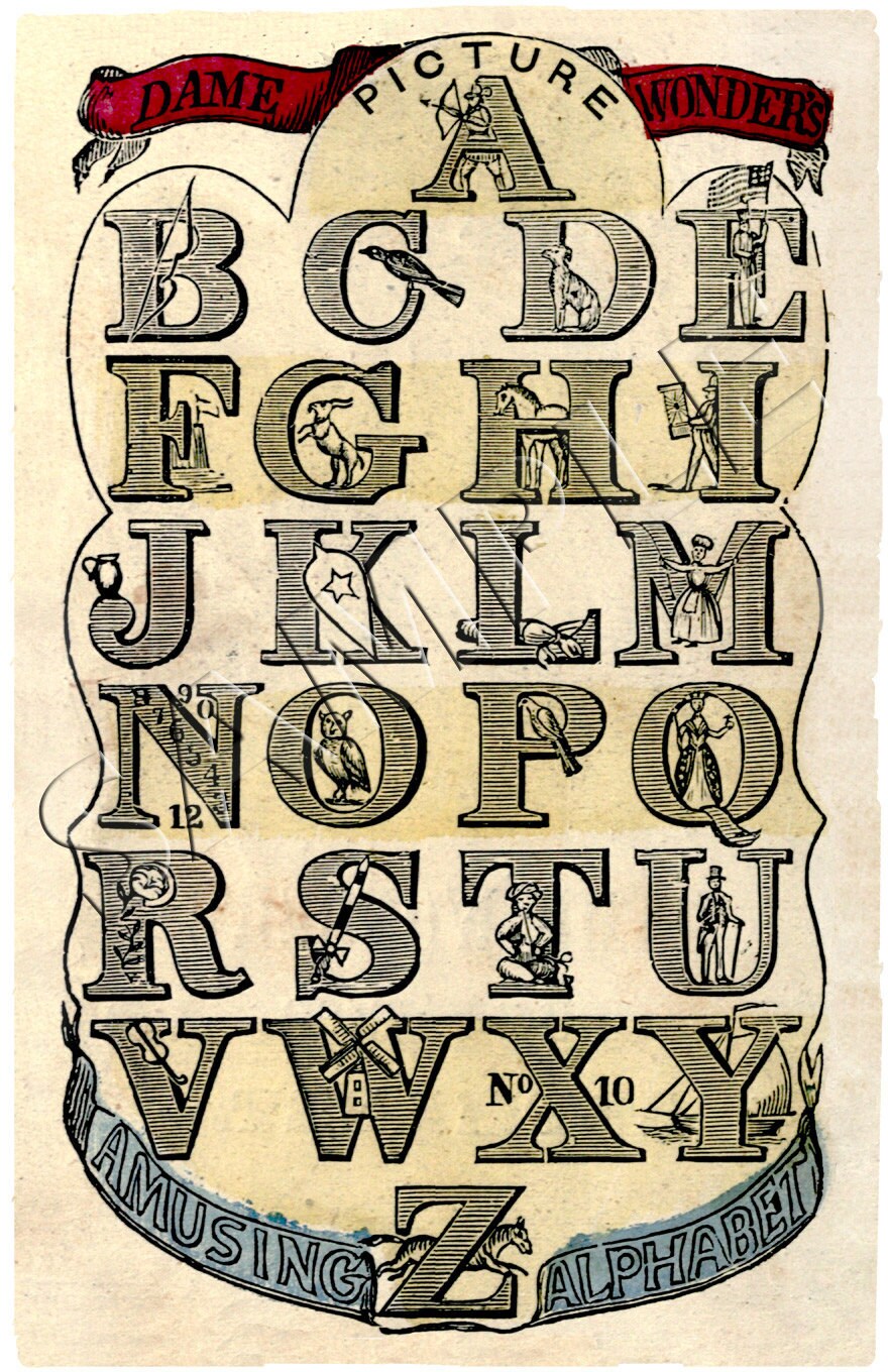 vintage alphabet print 11 x 17 inch etsy