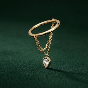 Kolczyki z łańcuszkiem w kształcie łezki, złoty klips z gruszką, wielowarstwowy łańcuszek na chrząstkę, pierścień z segmentem zawiasowym, biżuteria do piercingu w stylu boho