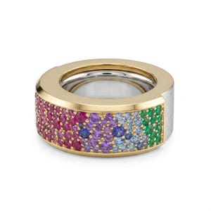 Rainbow Gemstone Oura Ring Gen 5 Cover, Multicolored Ring Jacket, Custom Oura Ring 4 Sleeve, Luxury Smart Ring Enhancer, Pave Band Guard