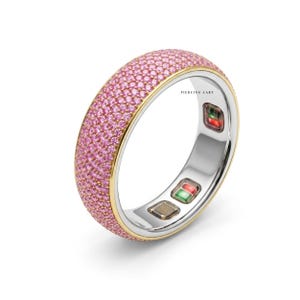 Oura Ring Gen 5-fodral, rosa ädelstensringfodral, lyxig smart ringförstärkare, ringskydd med pavesten, skyddande ringomslag, smyckeskrin