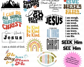 Christian Bundle SVG, christliche Sublimation png, Schrift Bundle, sofortiger Download, Bibel Vers Bundle, geschnitten Dateien für Cricut, drucken und schneiden